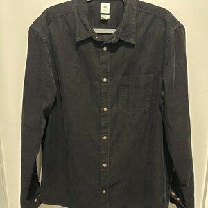 H&M Black Corduroy Button Up